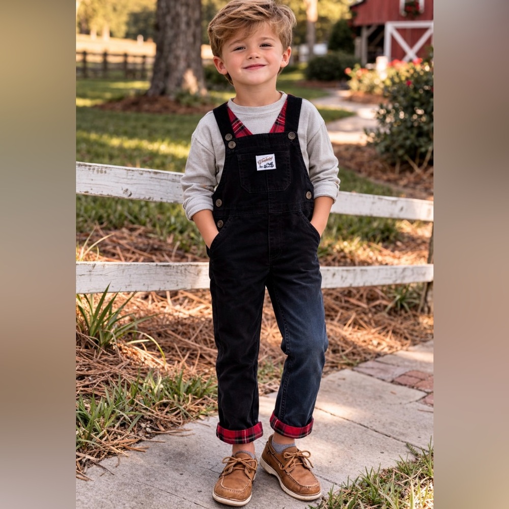 Classic Americana Back-to-school Toddler Black Overalls